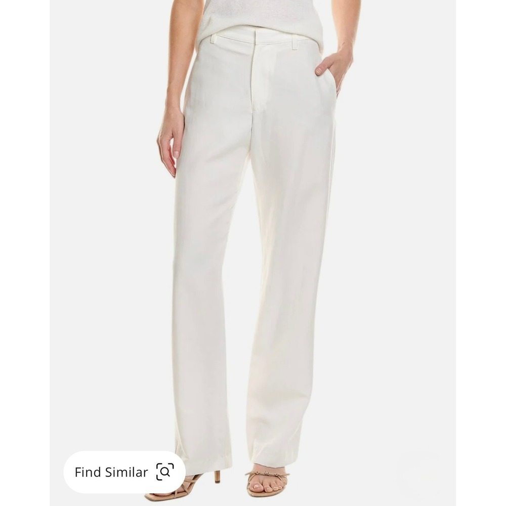 ENZA COSTA Twill Straight Leg Linen Blend Trousers Women 26 Off White Pants